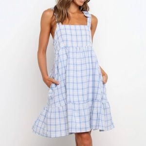 Light Blue Mini Dress with Bows + Pockets